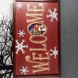 Snowman Welcome Wall Art Hanging LED Lighted Winter Christmas Decoration Wood